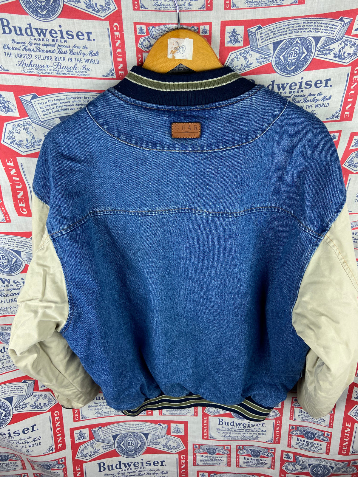Vintage 1990s Gear Sports Cleveland Indians Denim Bomber Large(25”x28”)