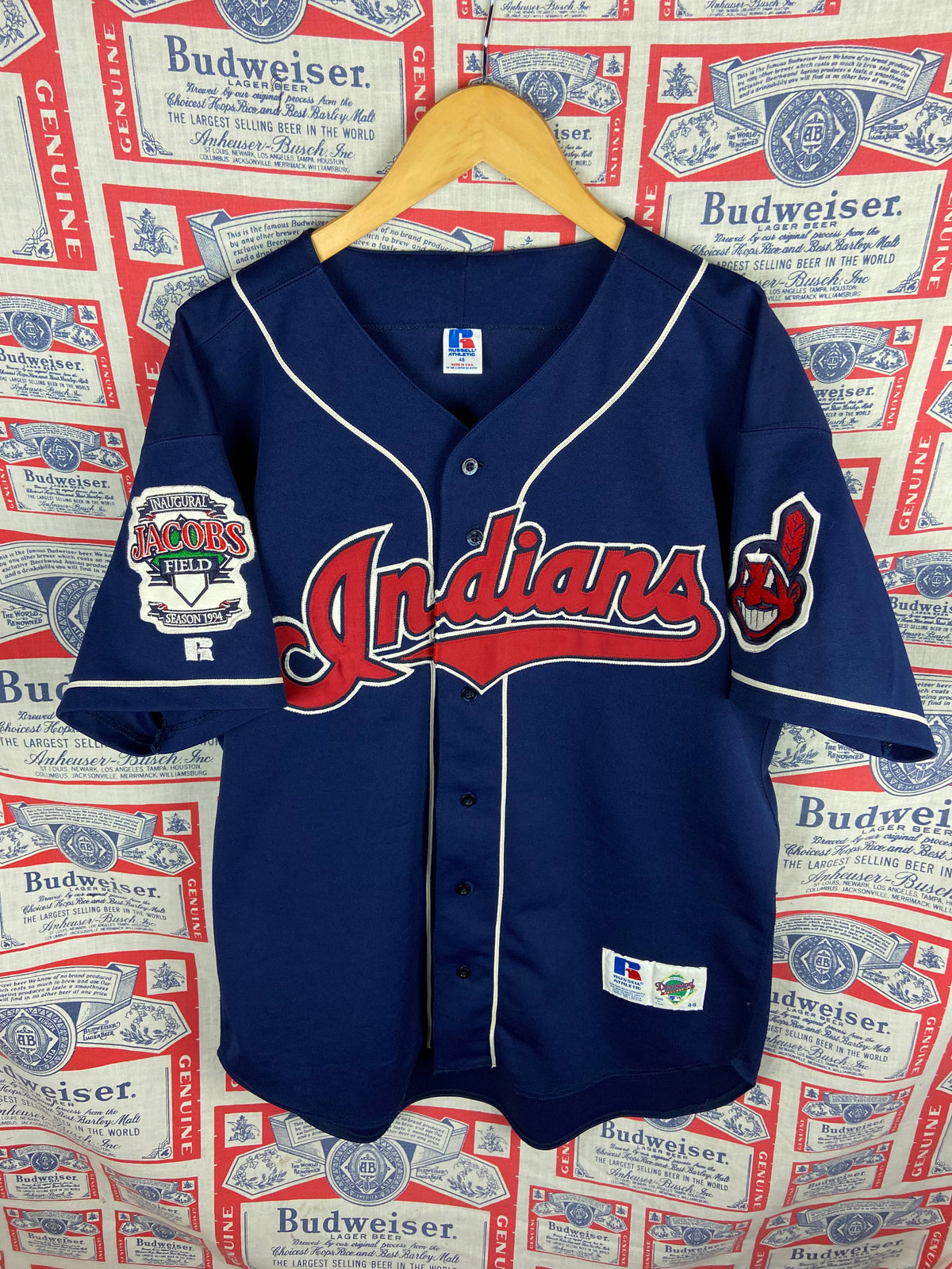 Vintage 1994 Russell Athletic Diamond Collection Jacob’s Field Jersey 48 XL(26”x30”)
