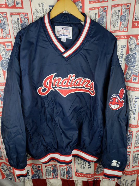 Vintage 1990s Starter Cleveland Indians Lined Pullover(25"x28")XL