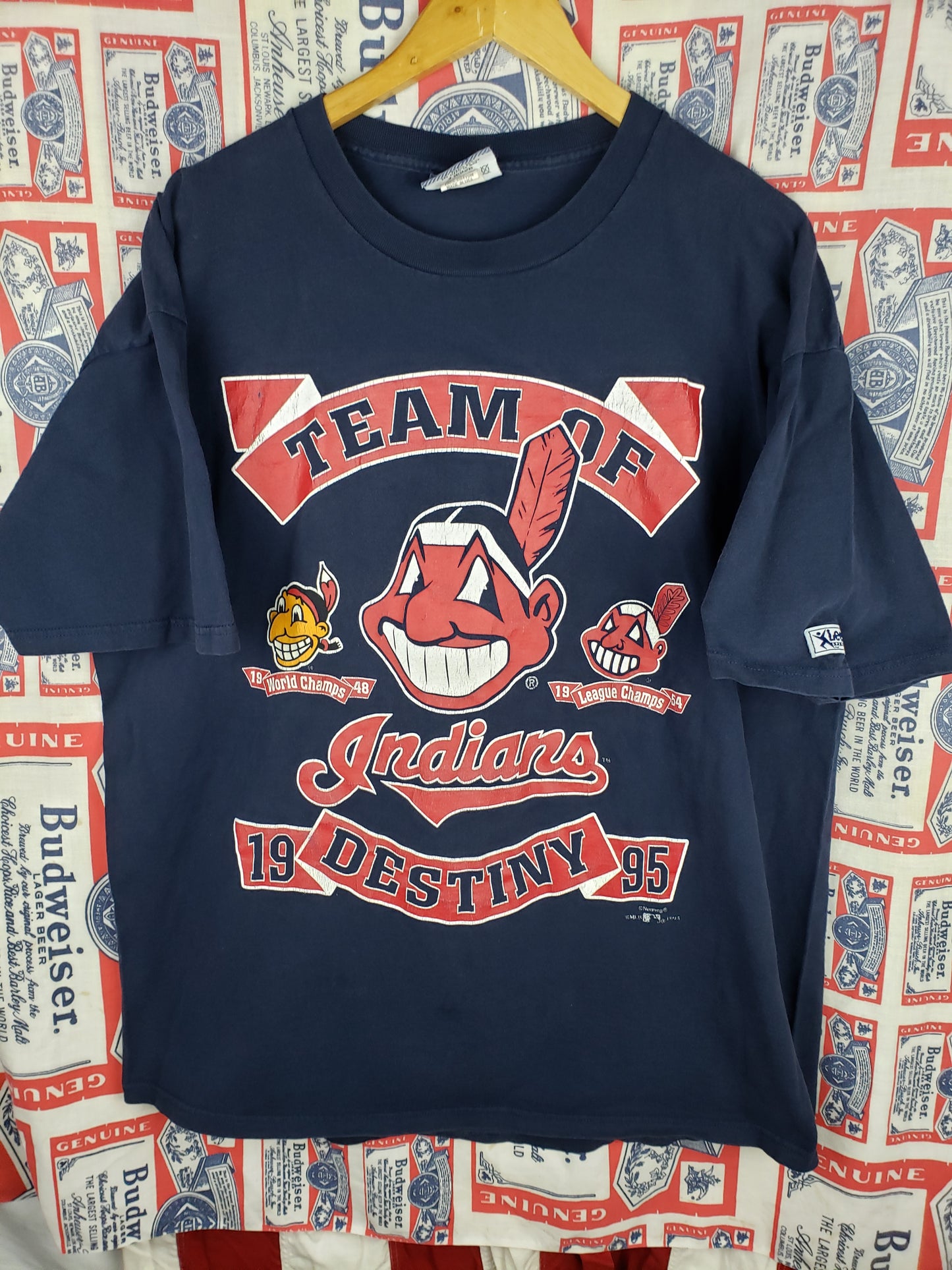 Vintage 1995 Team of Destiny Cleveland Indians Shirt(25"x30)Big XL