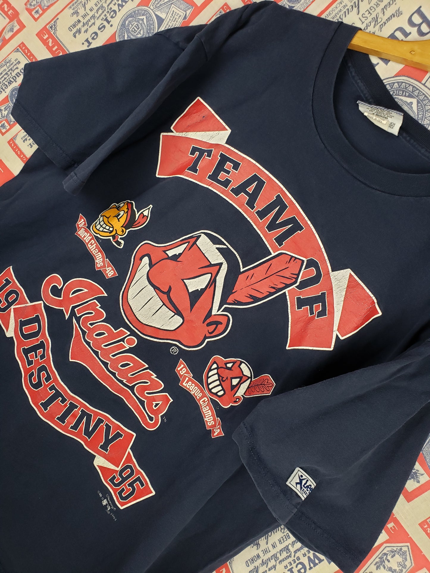 Vintage 1995 Team of Destiny Cleveland Indians Shirt(25"x30)Big XL