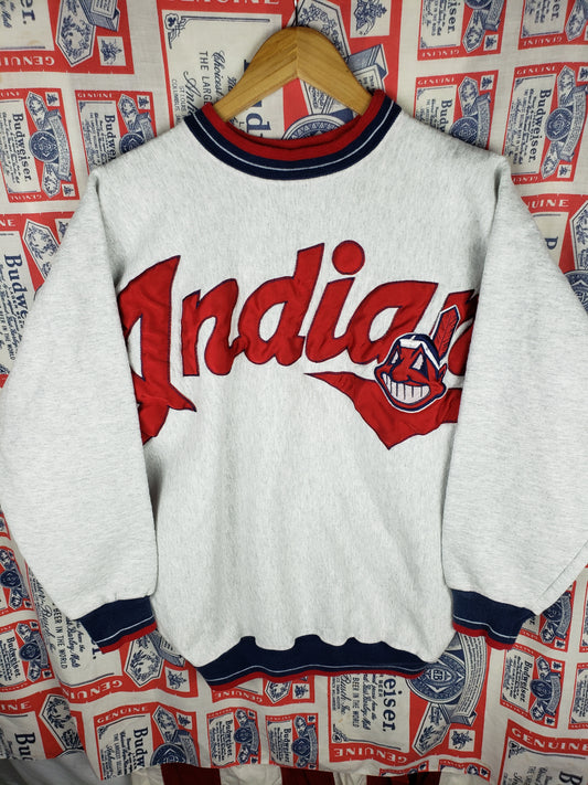 Vintage 1990s Cleveland Indians Spellout Crewneck(23"x28")L