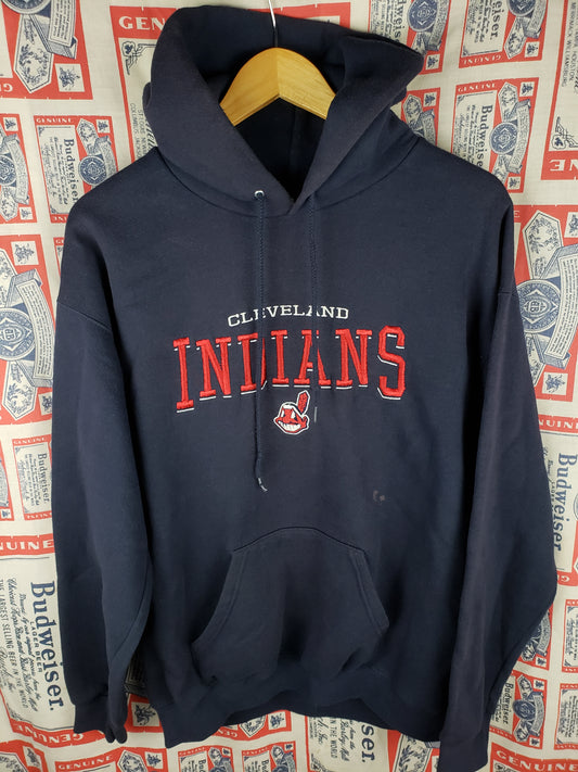 Vintage 1990s Cleveland Indians Embroidered Hoodie(24"x28")L