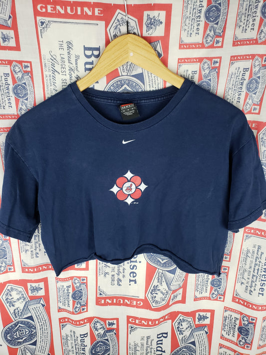 Vintage 2000s Cropped Nike Center Swoosh Cleveland Indians Shirt(21"x15")M