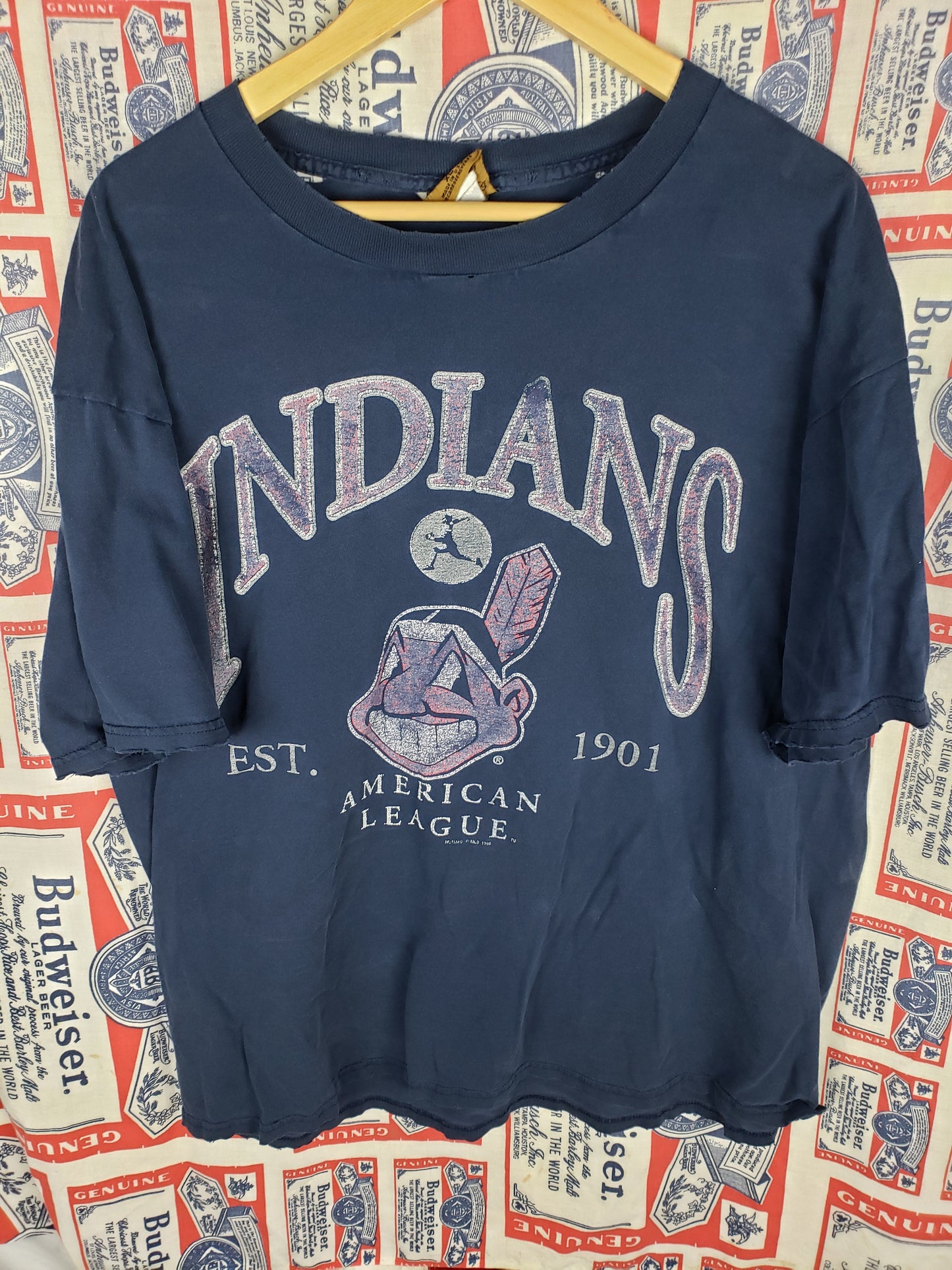 Vintage 1998 Distressed Faded Nutmeg Cleveland Indians Shirt(25"x28")XL