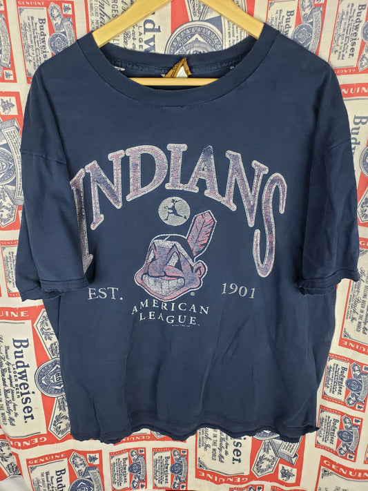 Vintage 1998 Distressed Faded Nutmeg Cleveland Indians Shirt(25"x28")XL