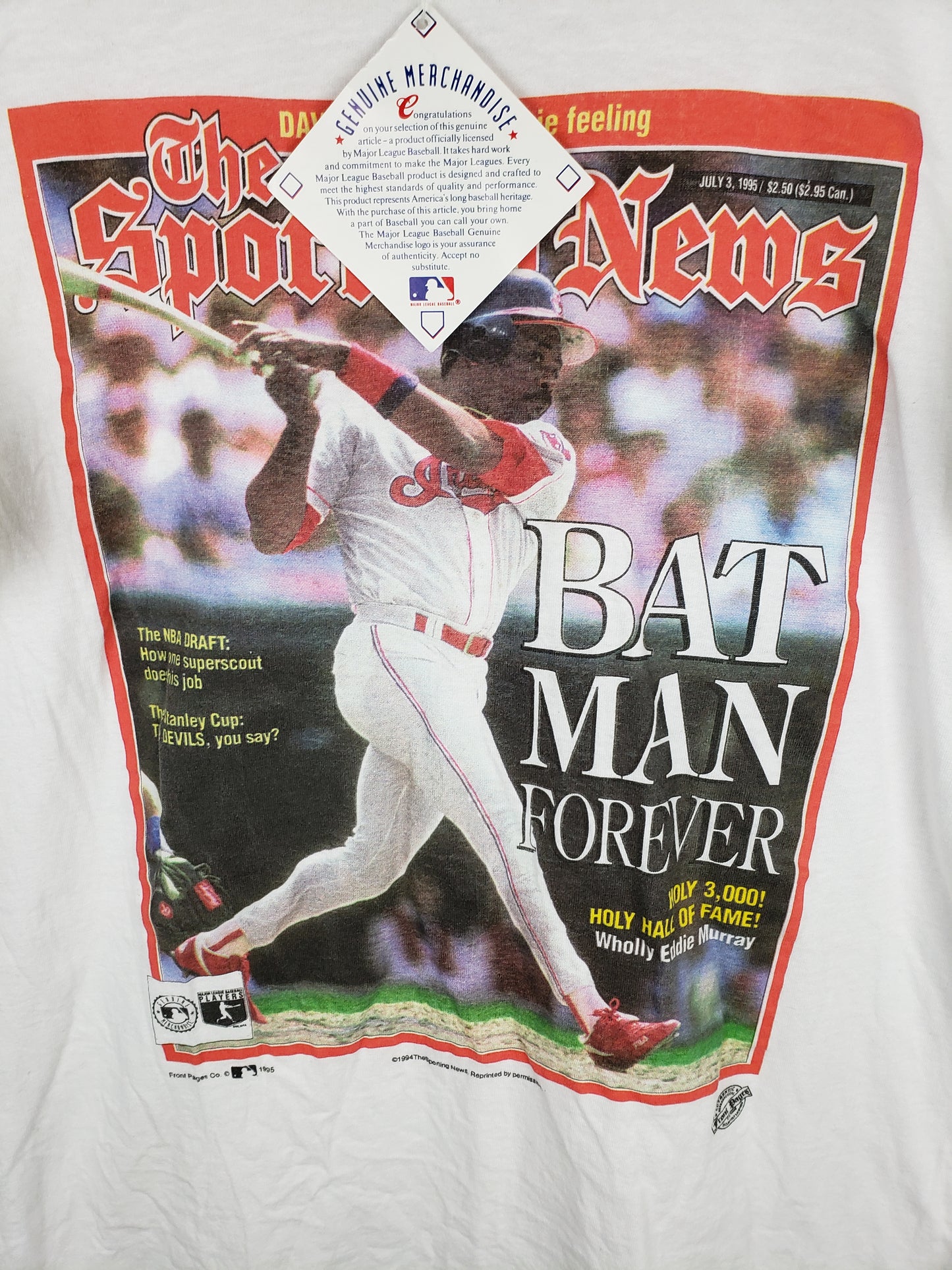 Vintage 1995 Cleveland Indians Eddie Murray "BAT MAN" Shirt New With Tags(22"x28")L
