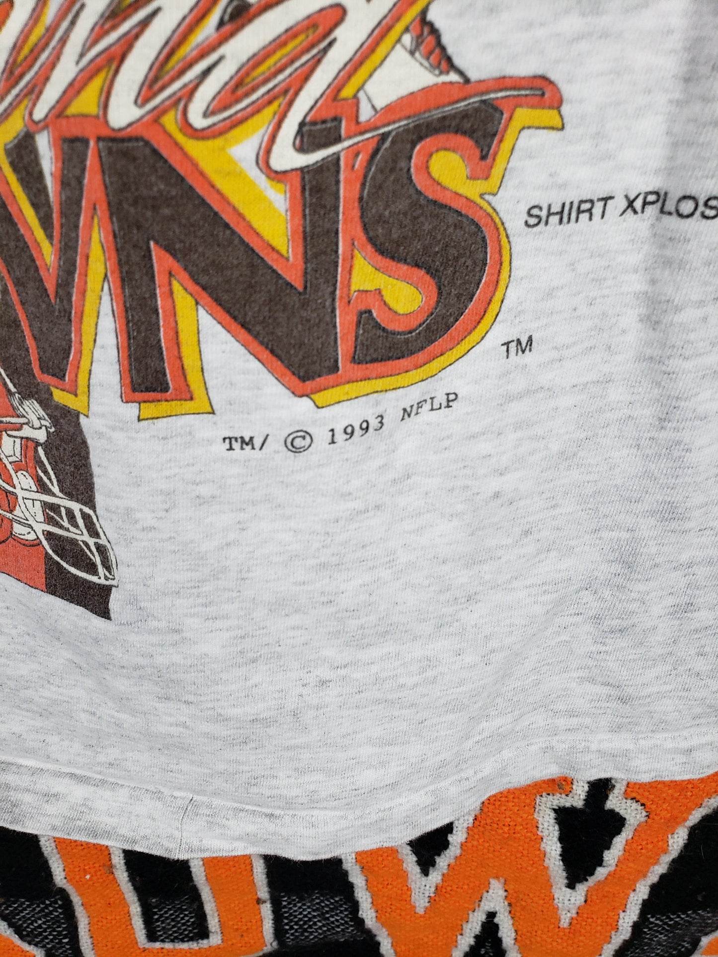 Vintage 1993 Cleveland Browns Caricature Double Sided Shirt(23"x28")L