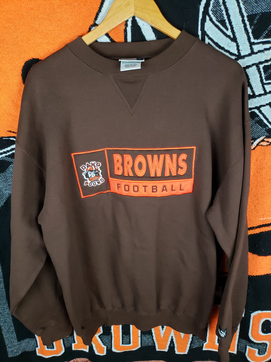 Vintage 1990s Cleveland Browns Embroidered Dawg Pound Crewneck(24"x29")XL