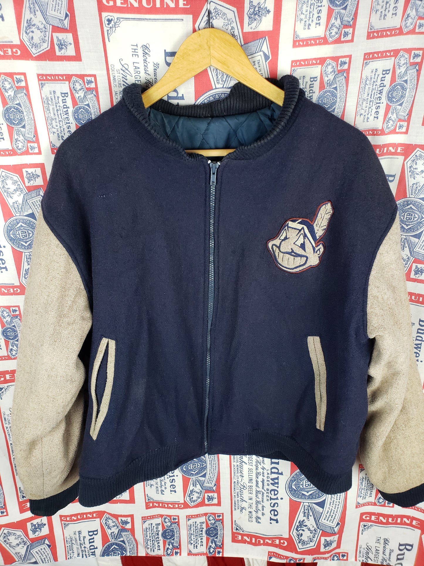 Vintage 1990s Cleveland Indians Wool Bomber(23"x25")M