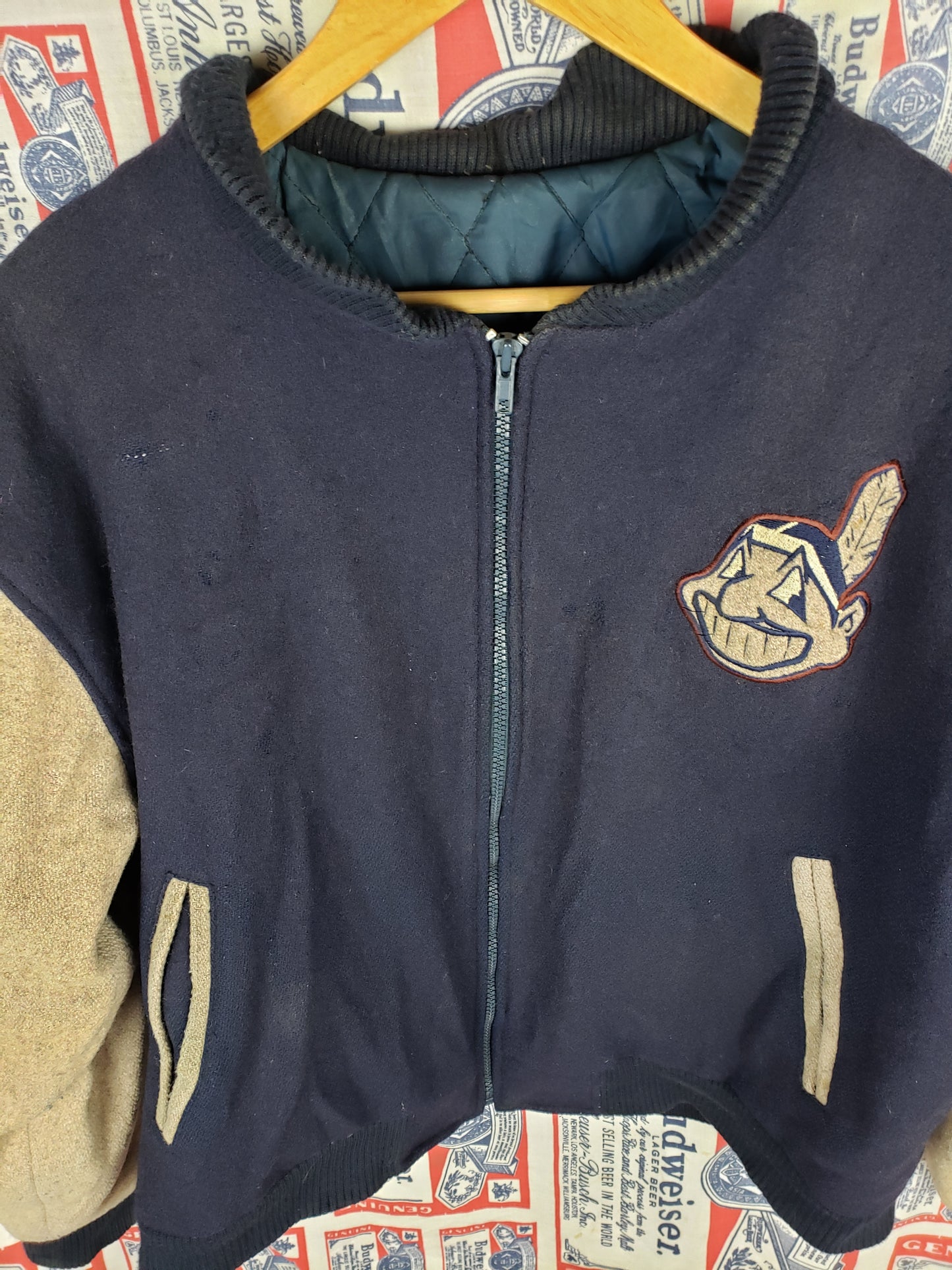 Vintage 1990s Cleveland Indians Wool Bomber(23"x25")M