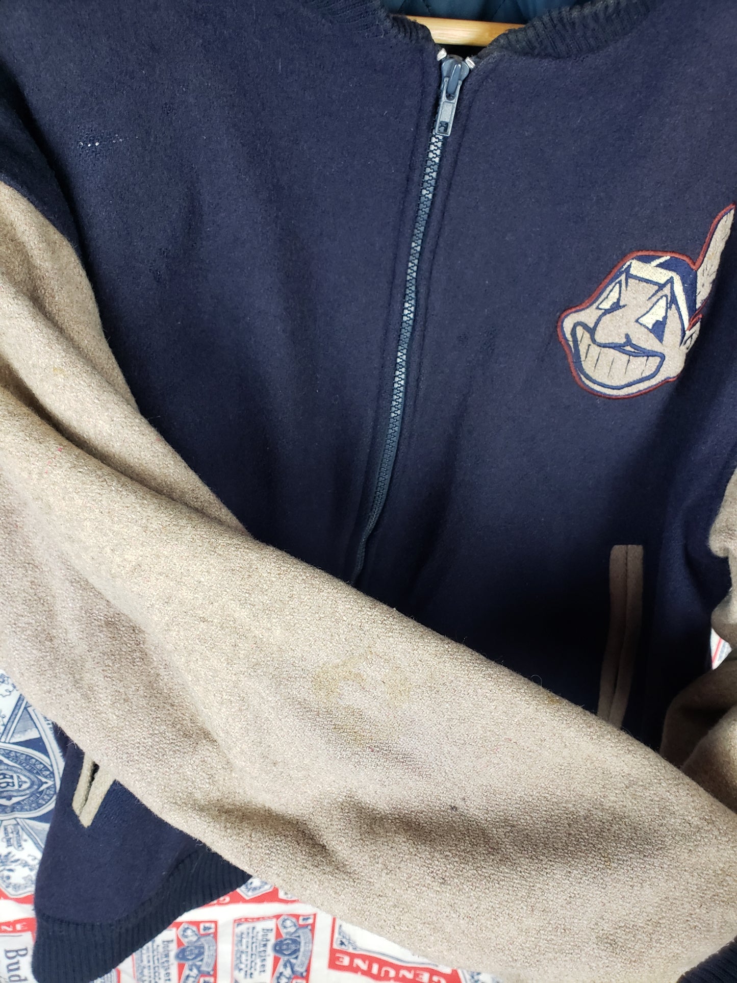 Vintage 1990s Cleveland Indians Wool Bomber(23"x25")M