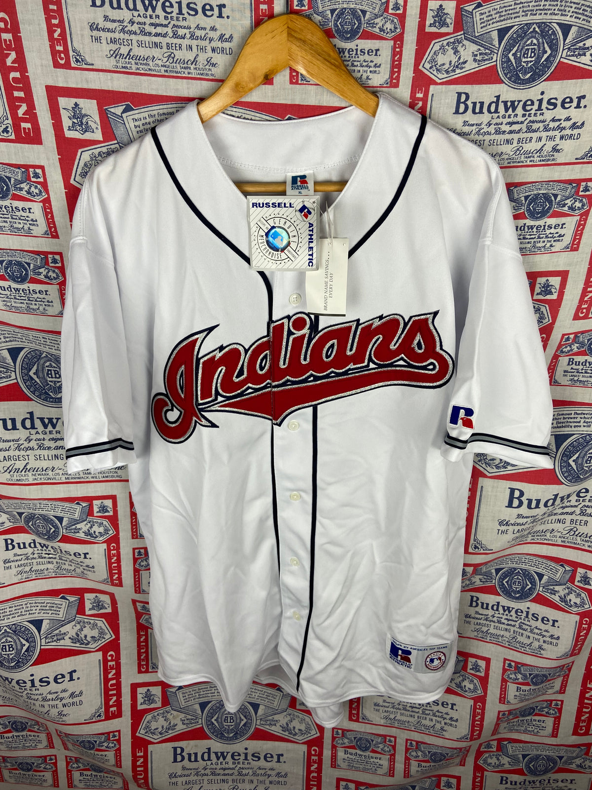 Vintage 1990s Russell Athletic Cleveland Indians Jersey NWT XL(25”x31”)