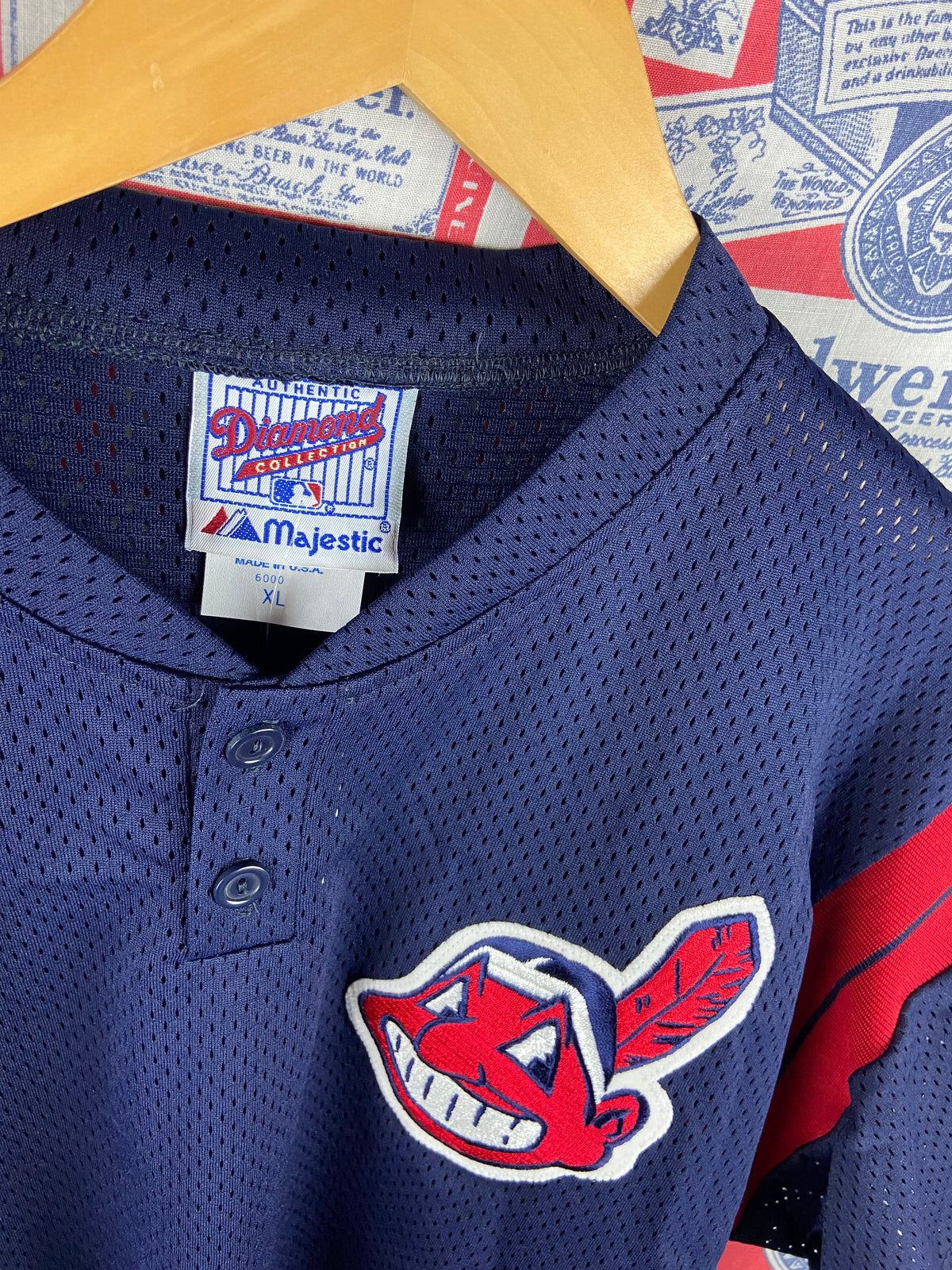Vintage 1990s Majestic Diamond Collection Cleveland Indians BP Jersey NWT XL(25”x30”)