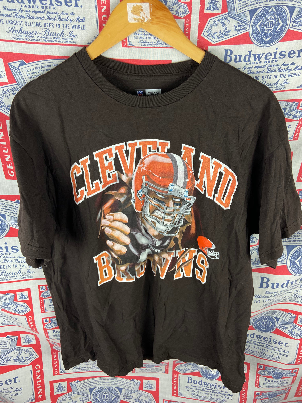 Vintage 2000s Cleveland Browns Double Sided Break Through Shirt XL(24”x29”)