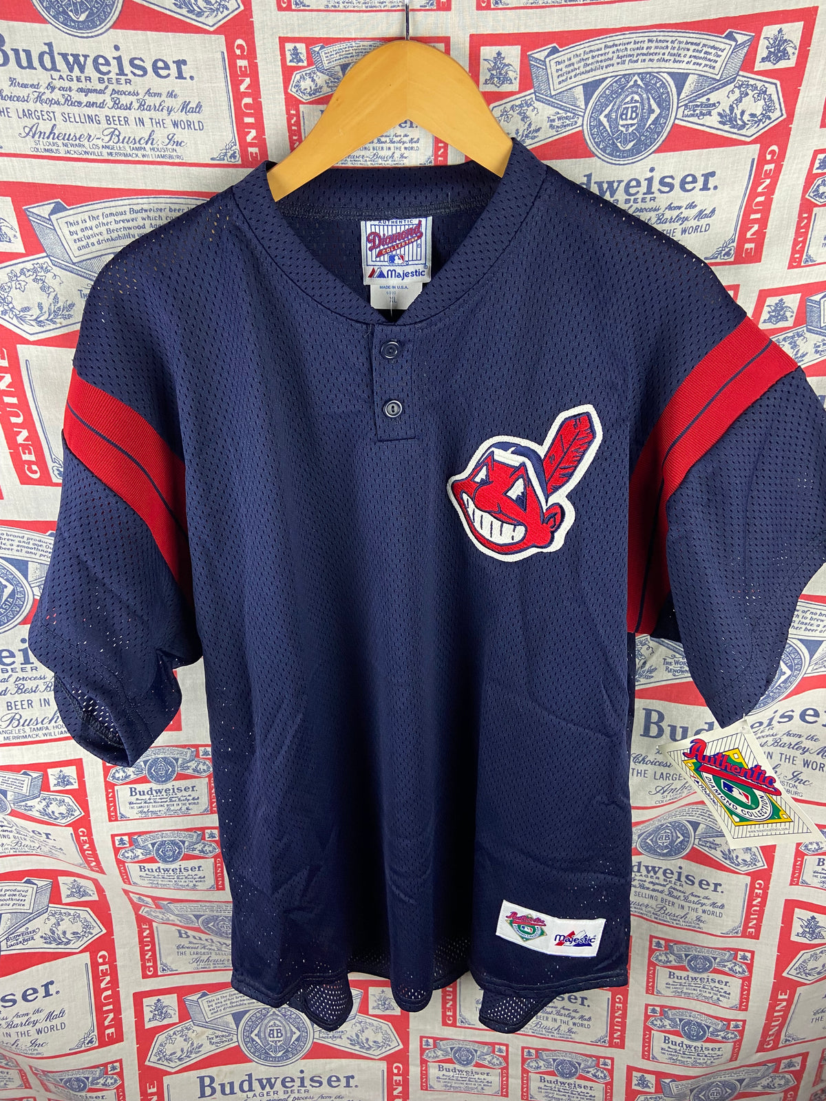 Vintage 1990s Majestic Diamond Collection Cleveland Indians BP Jersey NWT XL(25”x30”)