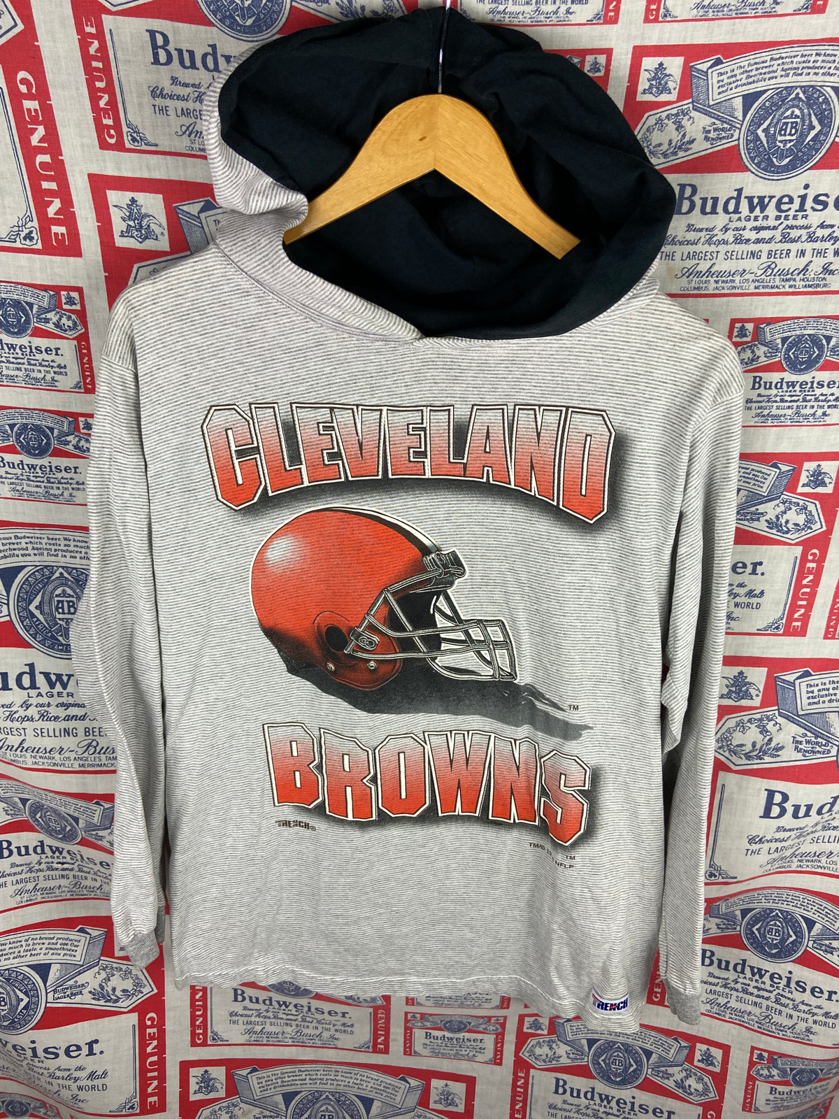 Vintage 1994 Cleveland Browns Hooded Long Sleeve Shirt Medium(20”x27”)