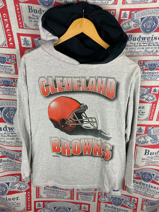 Vintage 1994 Cleveland Browns Hooded Long Sleeve Shirt Medium(20”x27”)