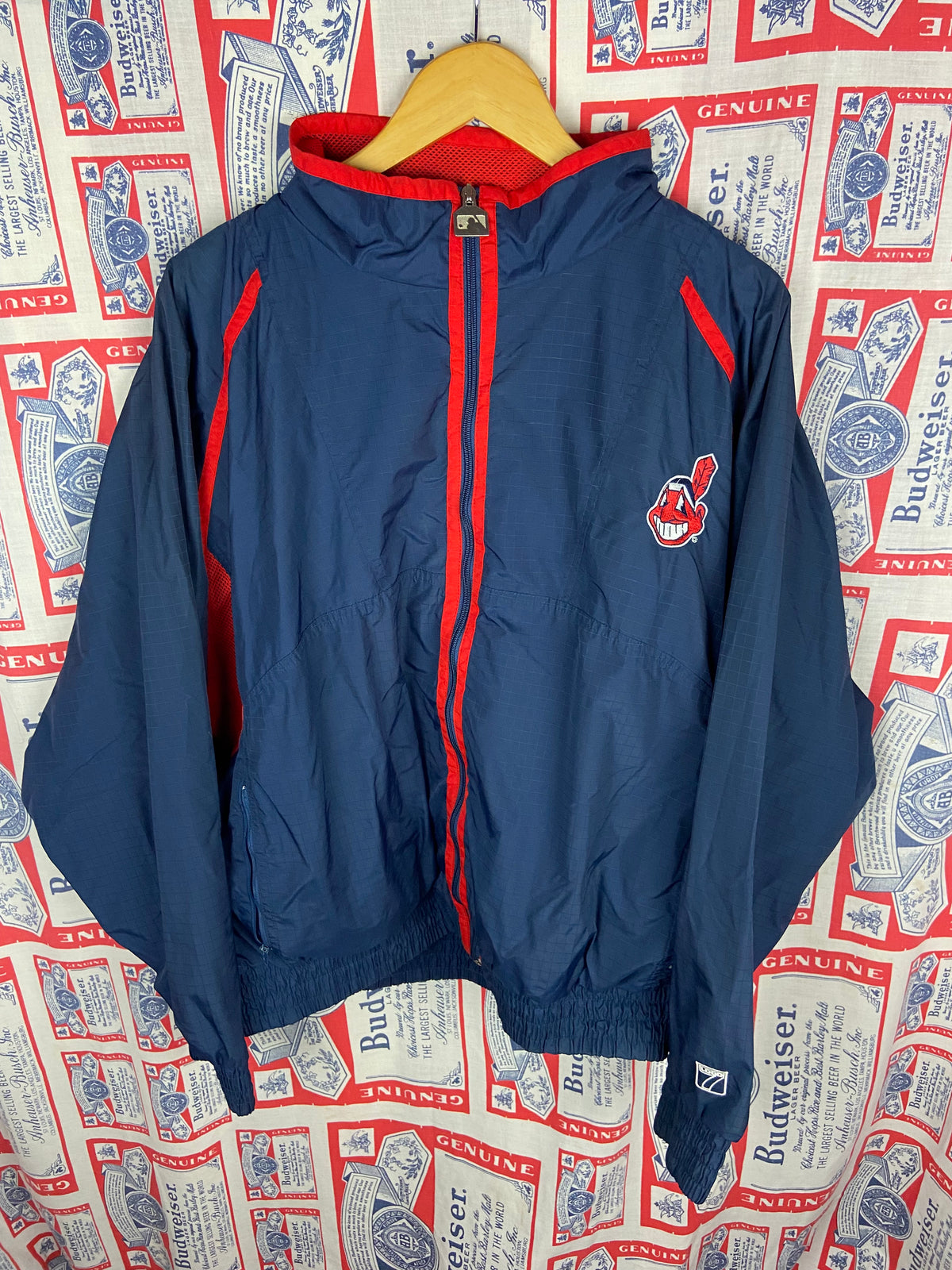 Vintage 1990s Logo 7 Cleveland Indians Full Zip Jacket Large(24”x27”)