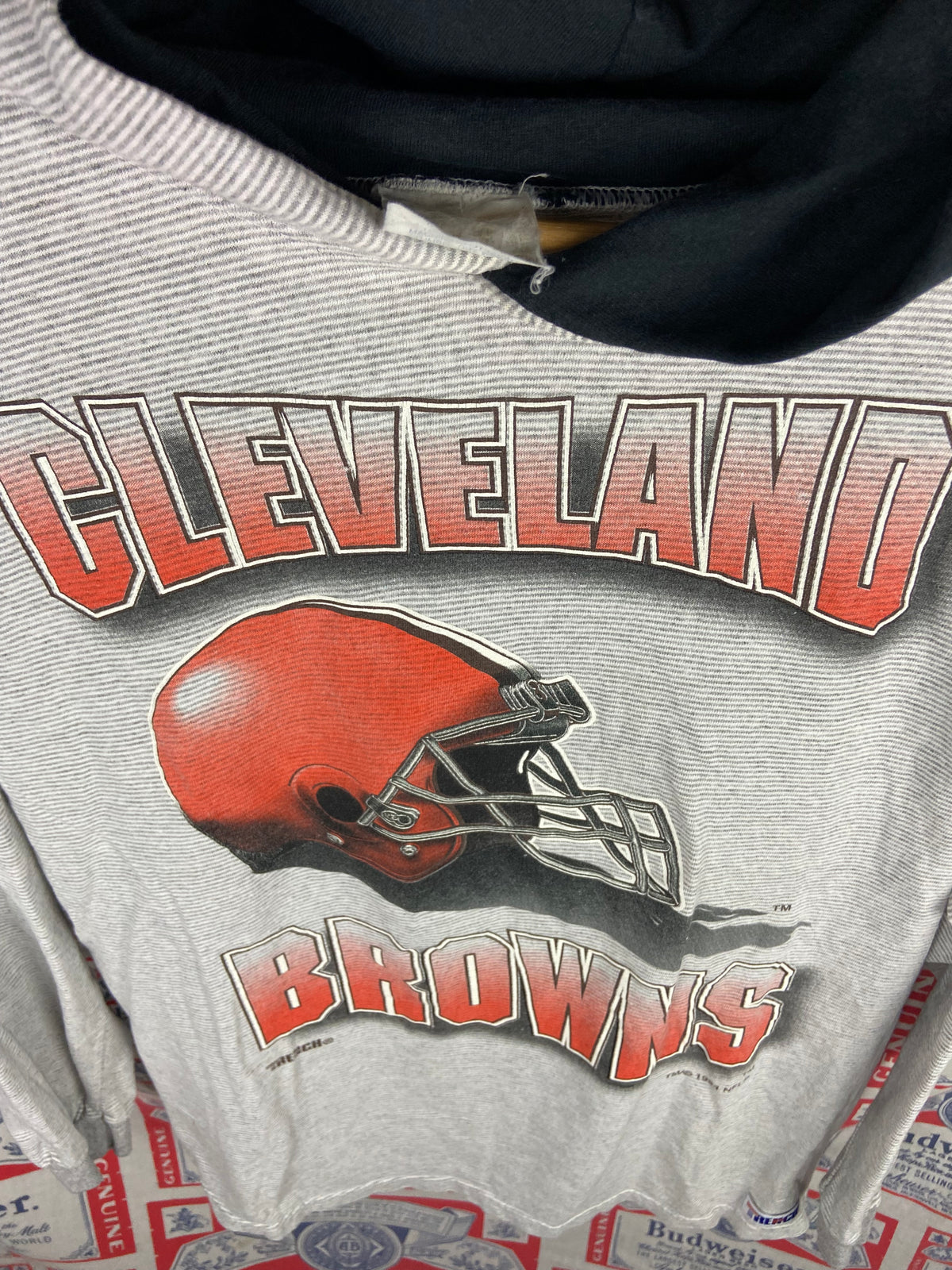 Vintage 1994 Cleveland Browns Hooded Long Sleeve Shirt Medium(20”x27”)