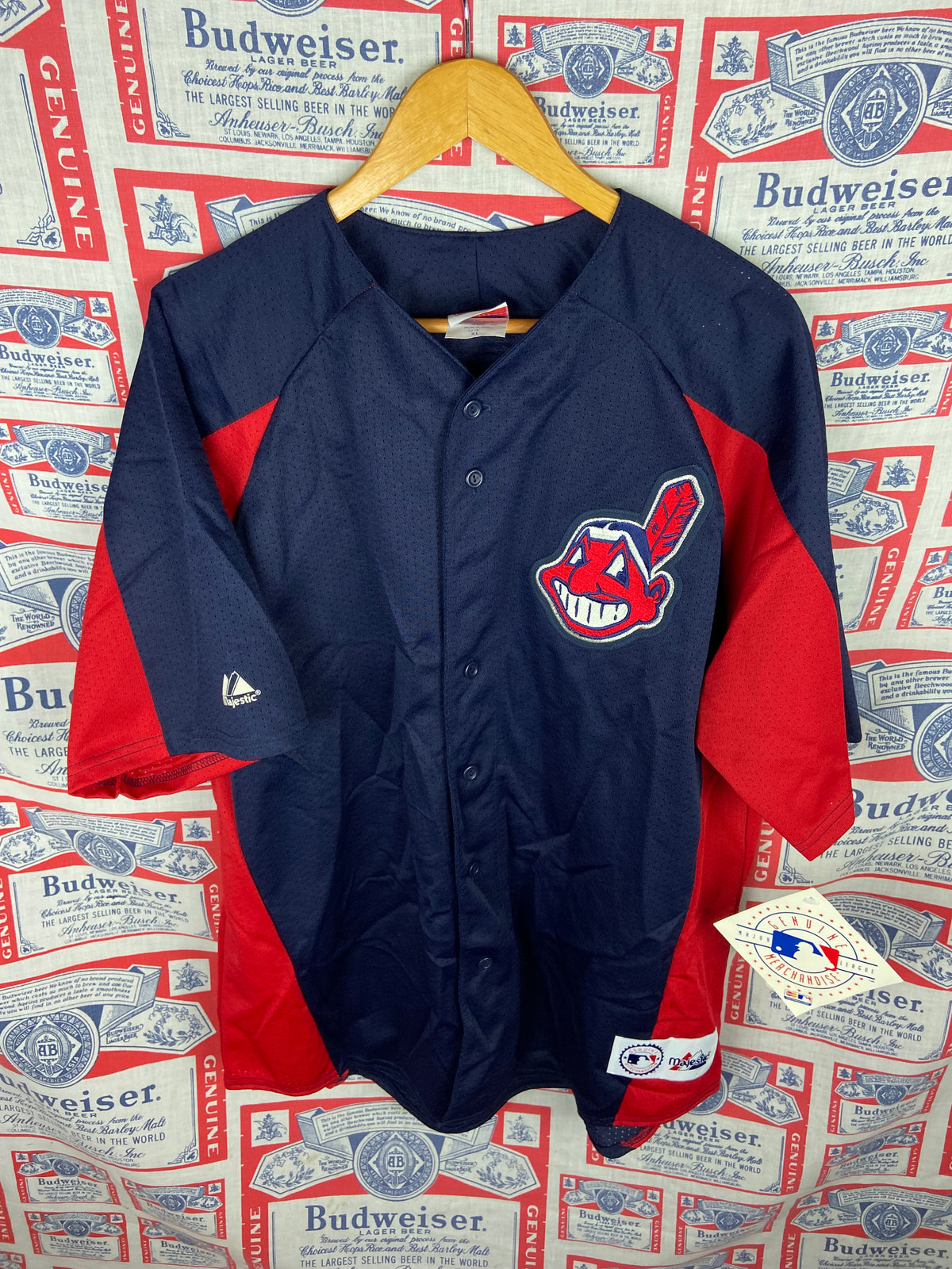 Vintage 1990s Majestic Cleveland Indians BP Jersey NWT XL(25”x30”)