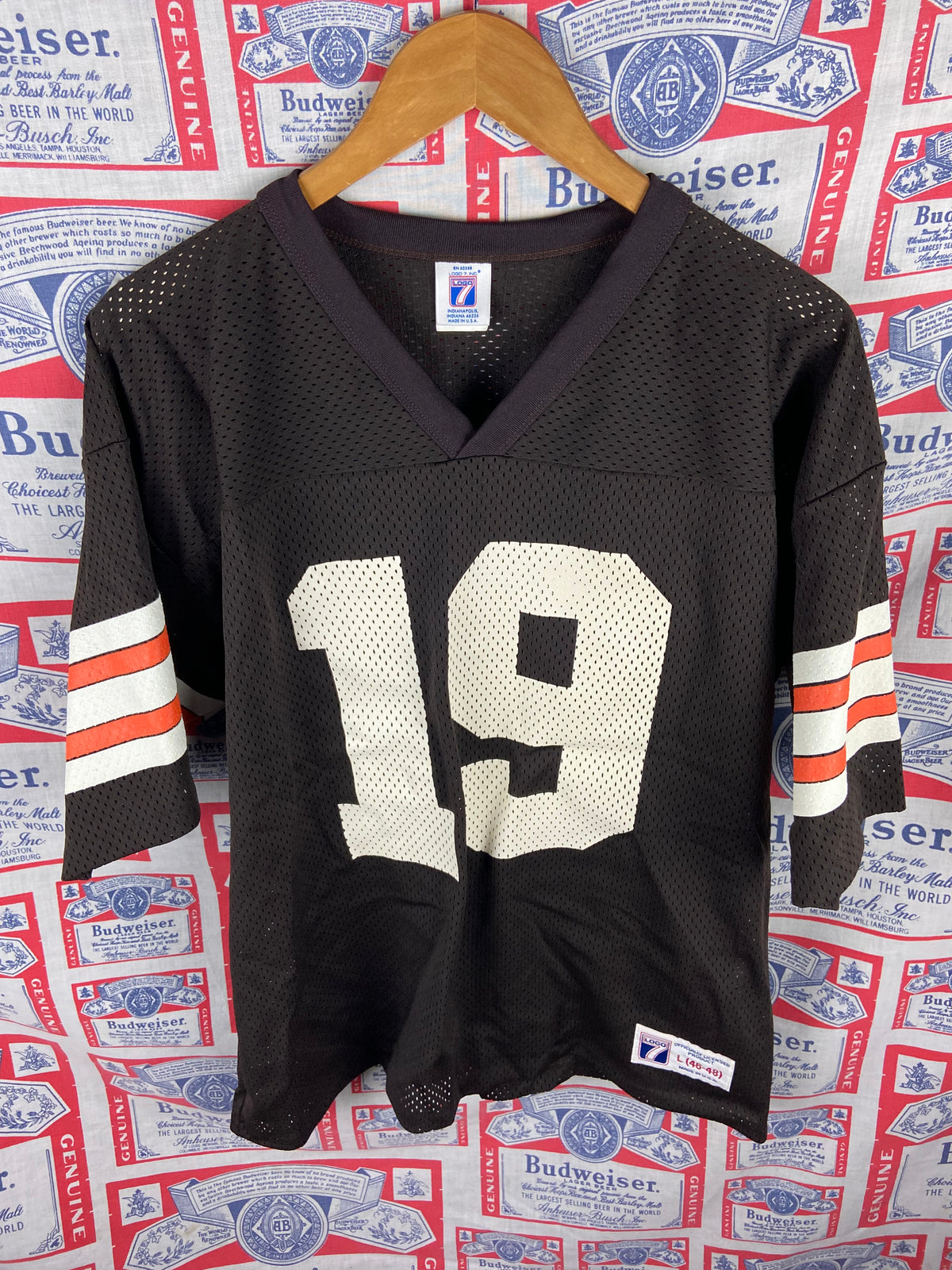 Vintage 1980s Logo 7 Cleveland Browns Bernie Kosar Jersey Large(24”x27”)