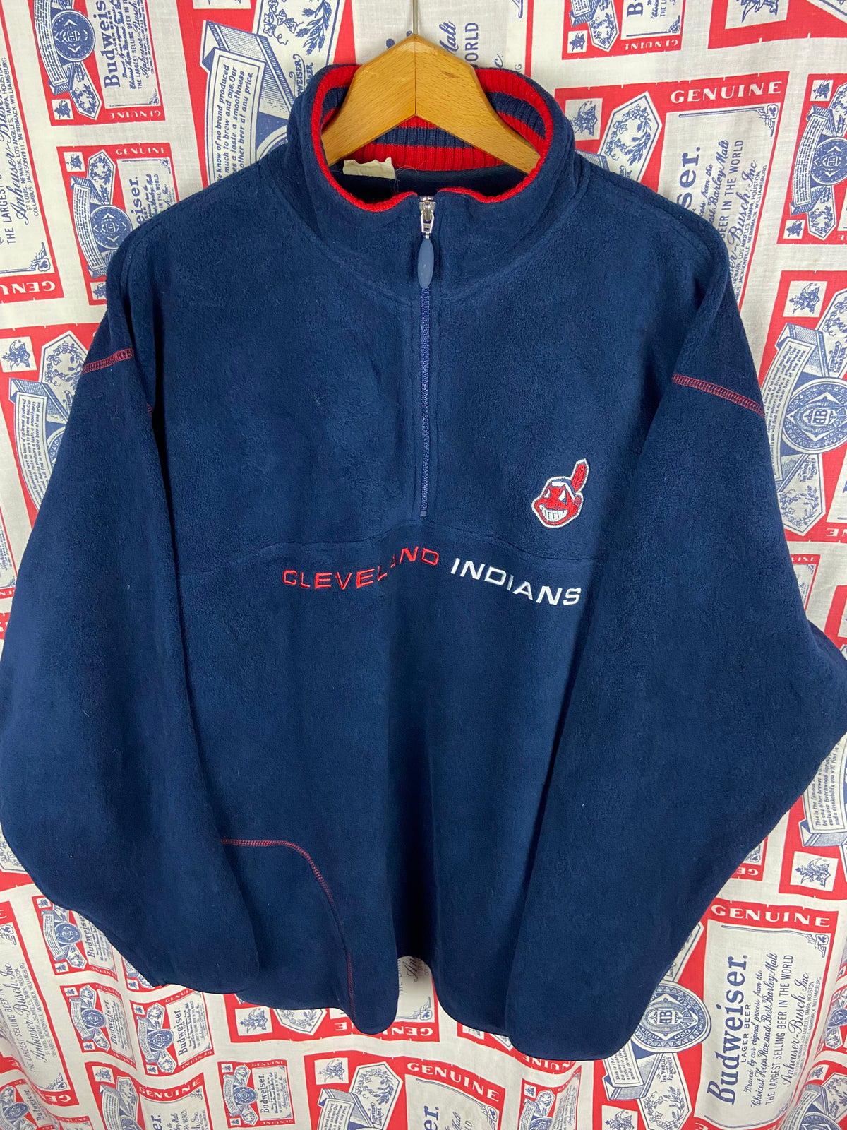 Vintage 1990s Lee Sport Cleveland Indians Fleece Pullover big XL(26”x31”)