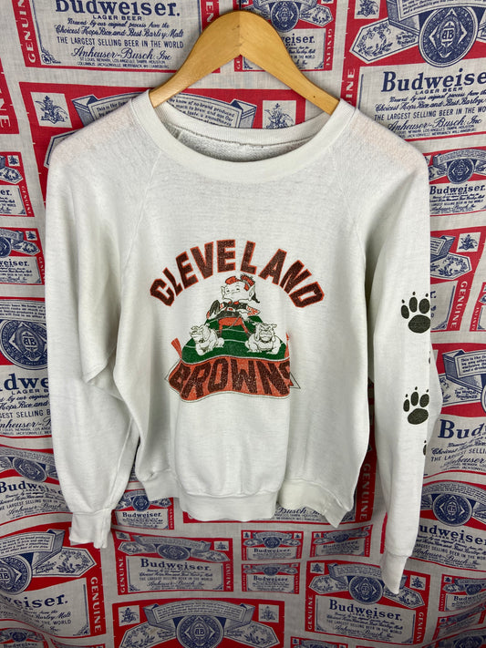 Vintage 1980s Cleveland Browns Elf Dawg Prints Crewneck Small(21”x24.5”)