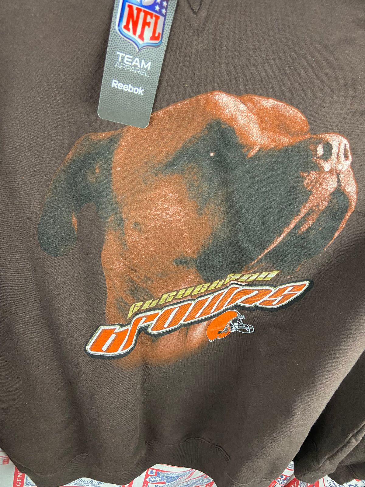 Vintage 2000s Reebok Cleveland Browns Bullmastiff Crewneck NWT XL(26”x31”)