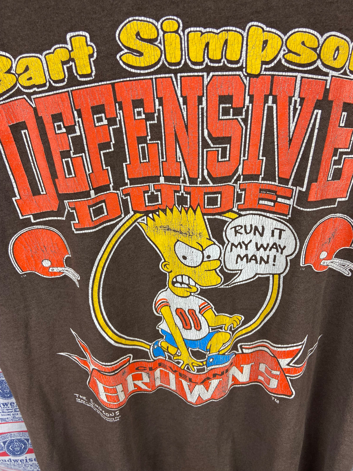 Vintage 1990 Cleveland Browns Bart Simpson Shirt Medium(21”x28”)