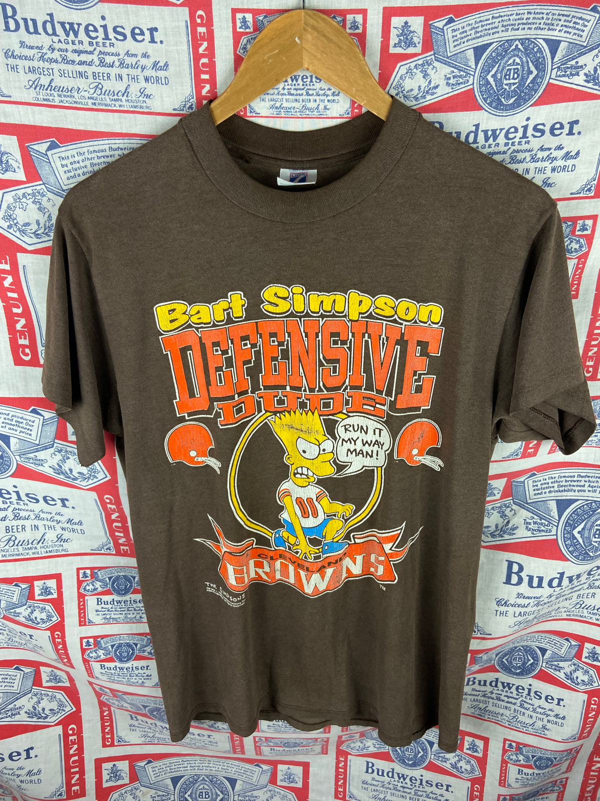 Vintage 1990 Cleveland Browns Bart Simpson Shirt Medium(21”x28”)