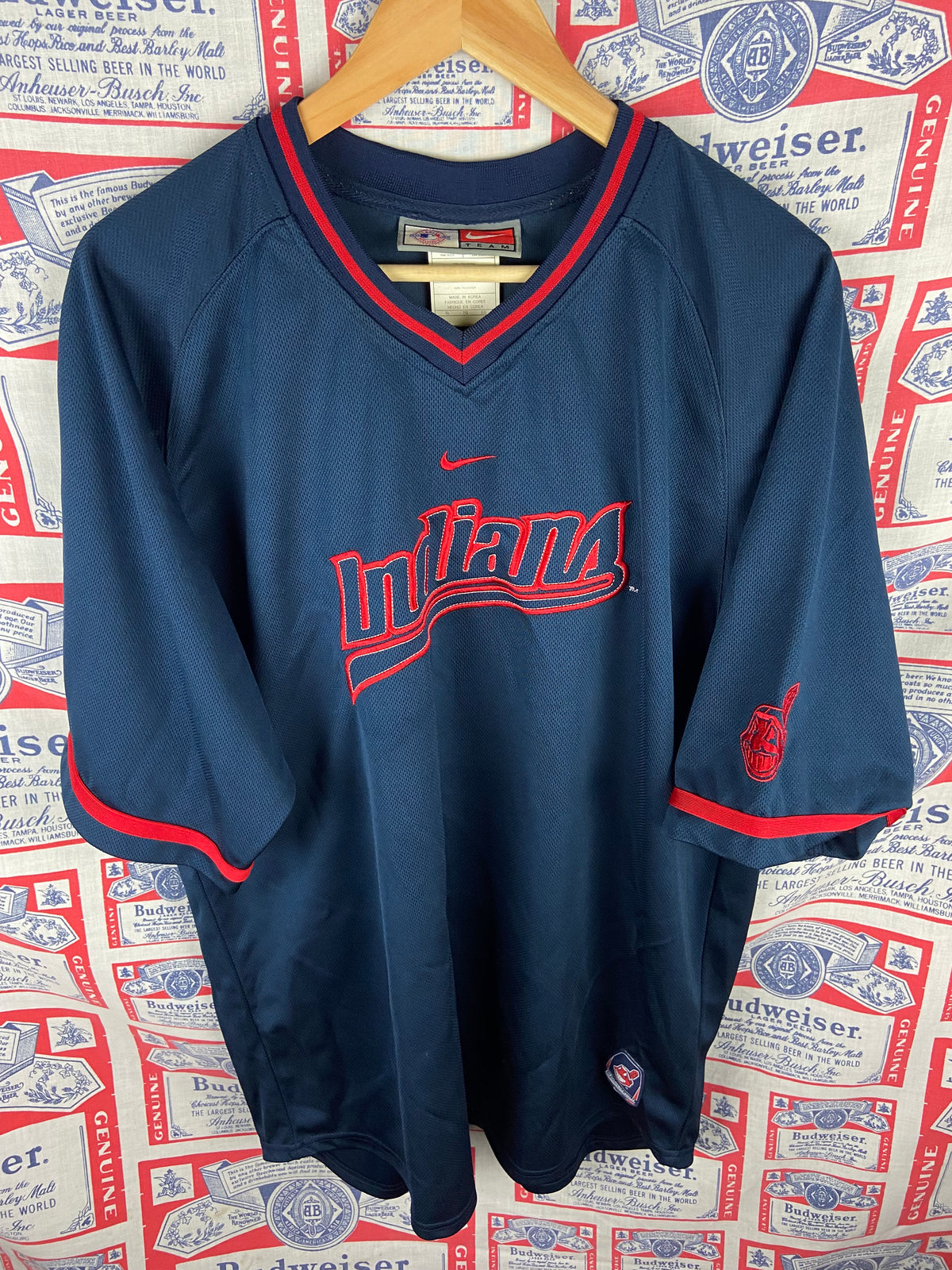 Vintage 2000s Nike Center Swoosh Cleveland Indians Warm Up Jersey XL(25”x31”)
