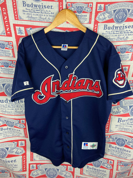 Vintage 1990s Russell Athletic Diamond Collection Cleveland Indians Jersey 44 Large(24”x29”)