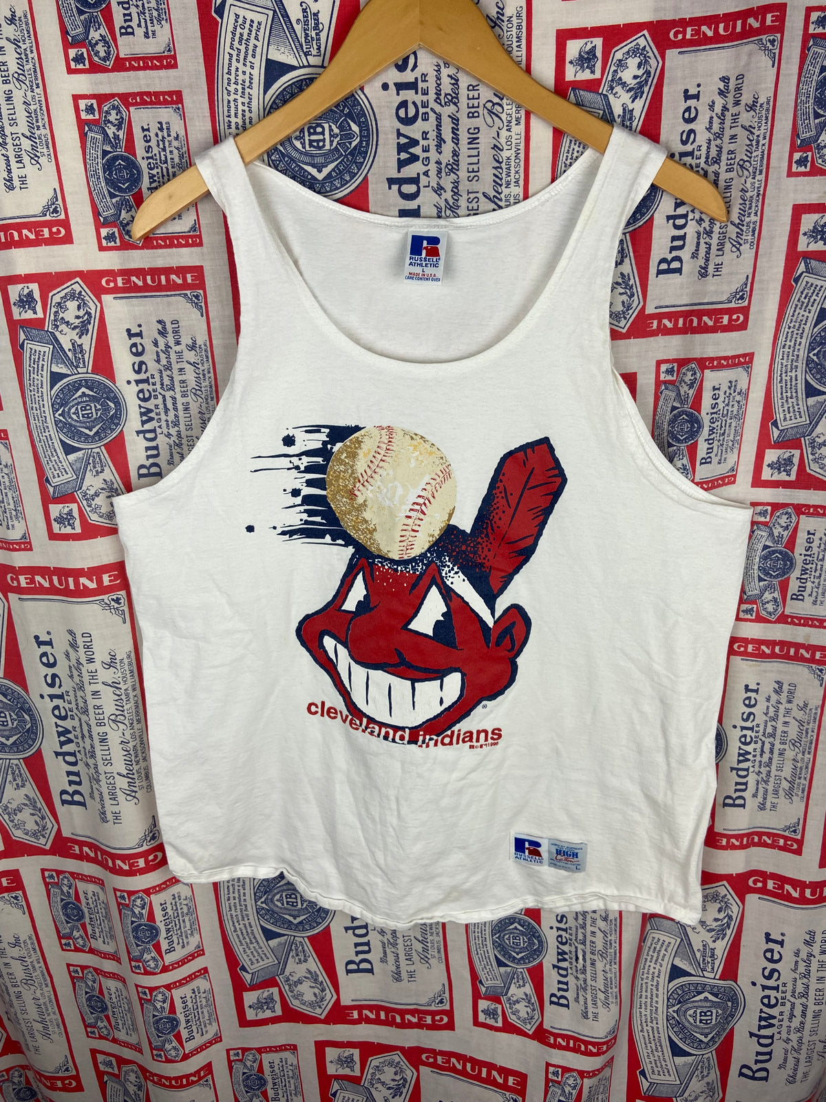 Vintage 1990s Russell Athletic Cleveland Indians Tank Medium(22”x27”)
