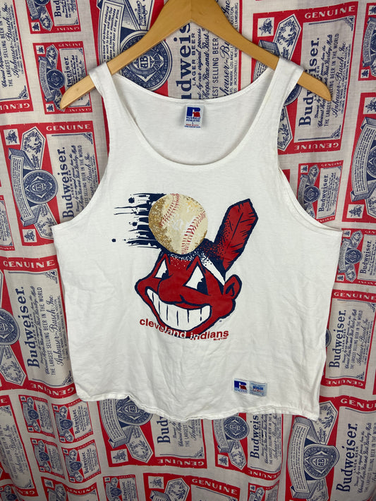 Vintage 1990s Russell Athletic Cleveland Indians Tank Medium(22”x27”)
